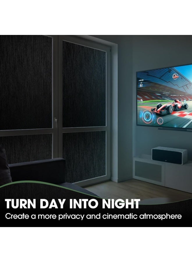 ستة بنسات فيلم تعتيم للنوافذ، يحجب الضوء بنسبة 100%، يوفر خصوصية تامة، عازل للحرارة، يحجب الأشعة فوق البنفسجية، يلتصق بالنوافذ بدون غراء، قابل للإزالة وإعادة الاستخدام، مناسب للمنزل، غرفة النوم، المطبخ، الحمام، غرفة المعيشة - Image 2